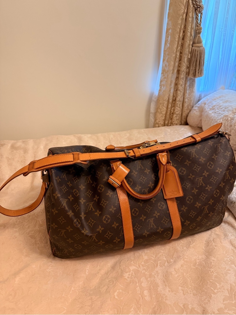 Louis Vuitton Monogram Keepall Duffel - Dark Brown with Tan Trim
